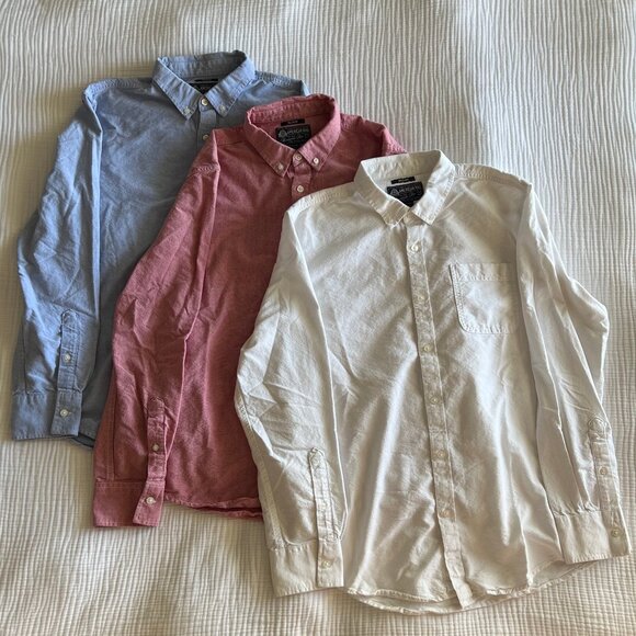 Set of 3 Casual Button Downs in Red, White, and Blue - Picture 2 of 3
